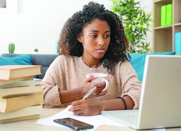 Black-woman-doing-school-homework